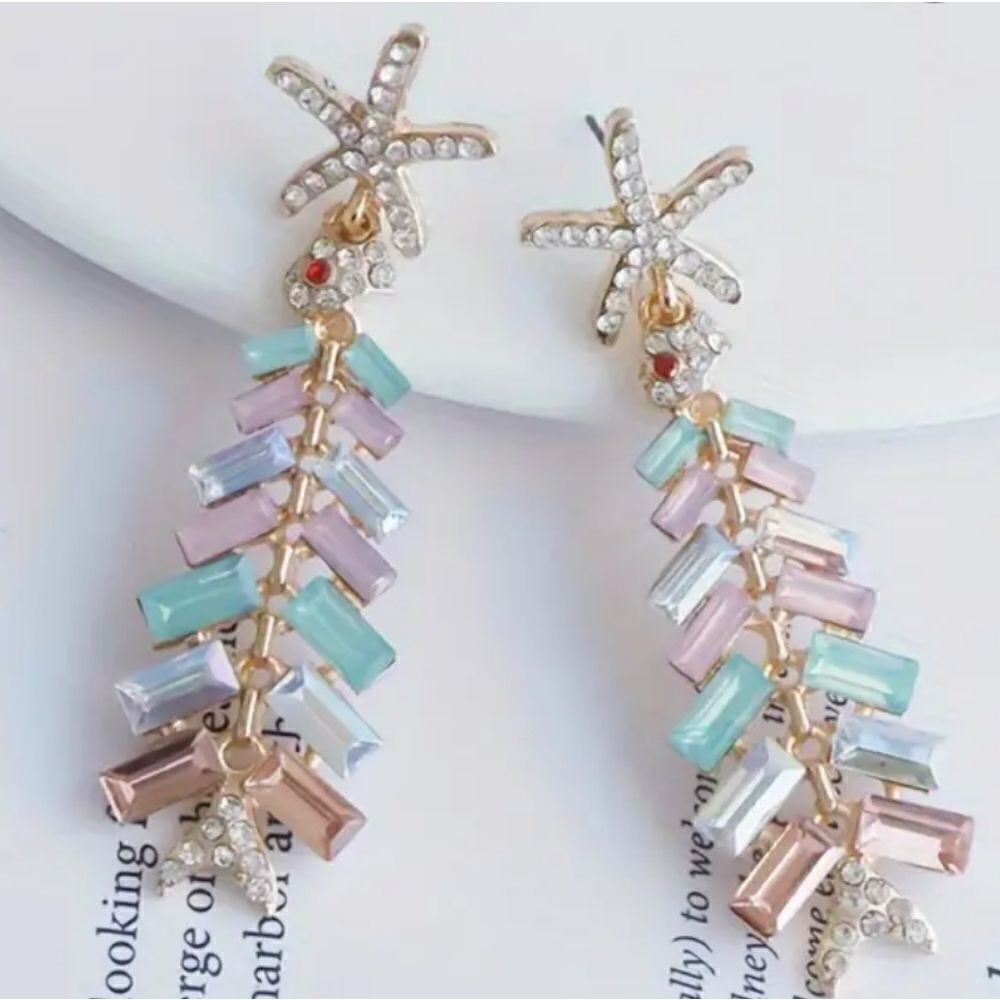 New CHRISTMAS TREE rhinestone earrings
